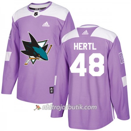 Män Ishockey San Jose Sharks Tröja Tomas Hertl 48 Adidas 2017-2018 Lila Fights Cancer Practice Authentic